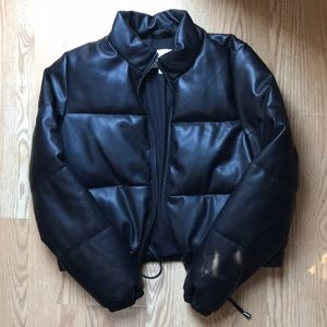 Silence + Noise Faux Leather Puffer Jacket
